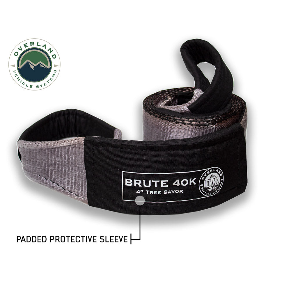 Overland Vehicle Systems - Tow Strap 4" x 20' 40,000 LB. Gray with Black Ends & Storage Bag