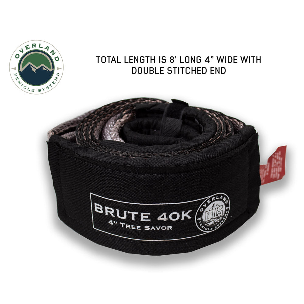 Overland Vehicle Systems - Tow Strap 4" x 20' 40,000 LB. Gray with Black Ends & Storage Bag