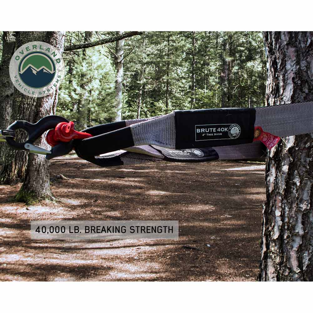 Overland Vehicle Systems - Tow Strap 4" x 20' 40,000 LB. Gray with Black Ends & Storage Bag