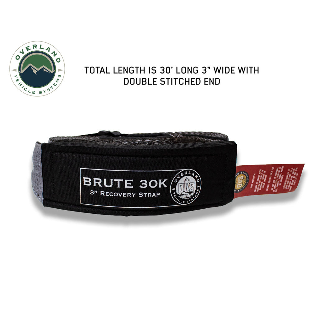 OVS - Tow Strap 3" x 30' 30,000 LB. Gray with Black Ends & Storage Bag