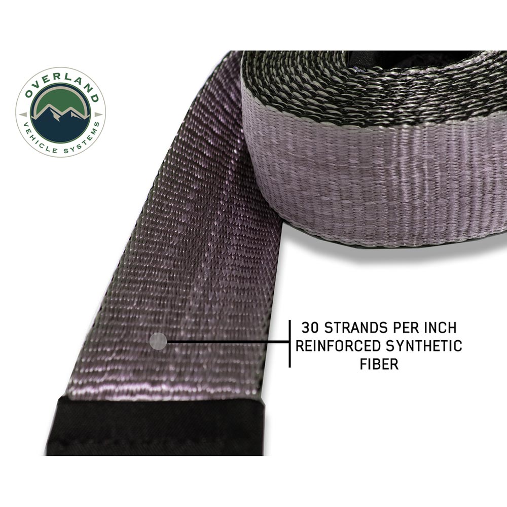 OVS - Tow Strap 3" x 30' 30,000 LB. Gray with Black Ends & Storage Bag