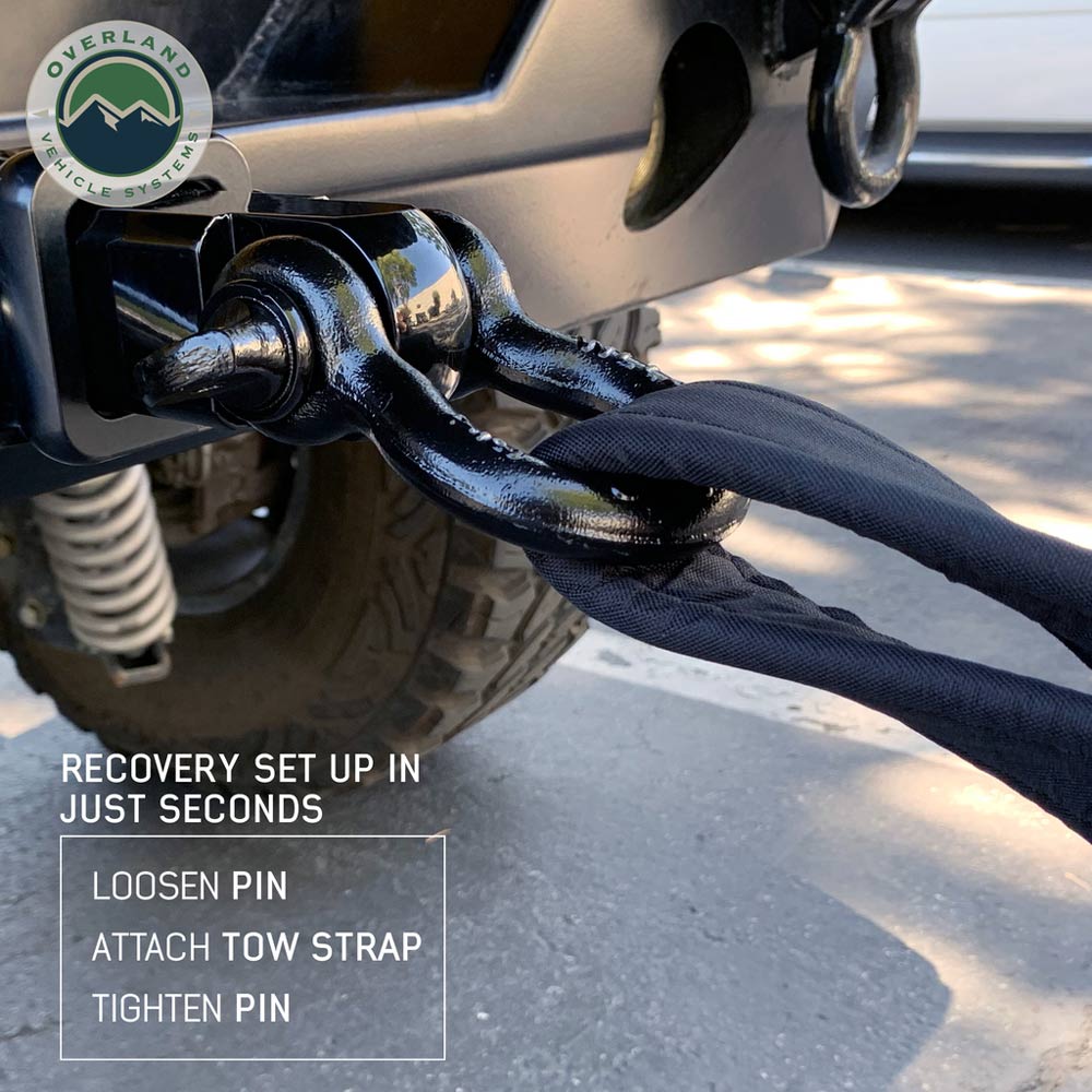 Overland Vehicle Systems - Receiver Mount Recovery Shackle 3/4" 4.75 Ton Rated Black Universal