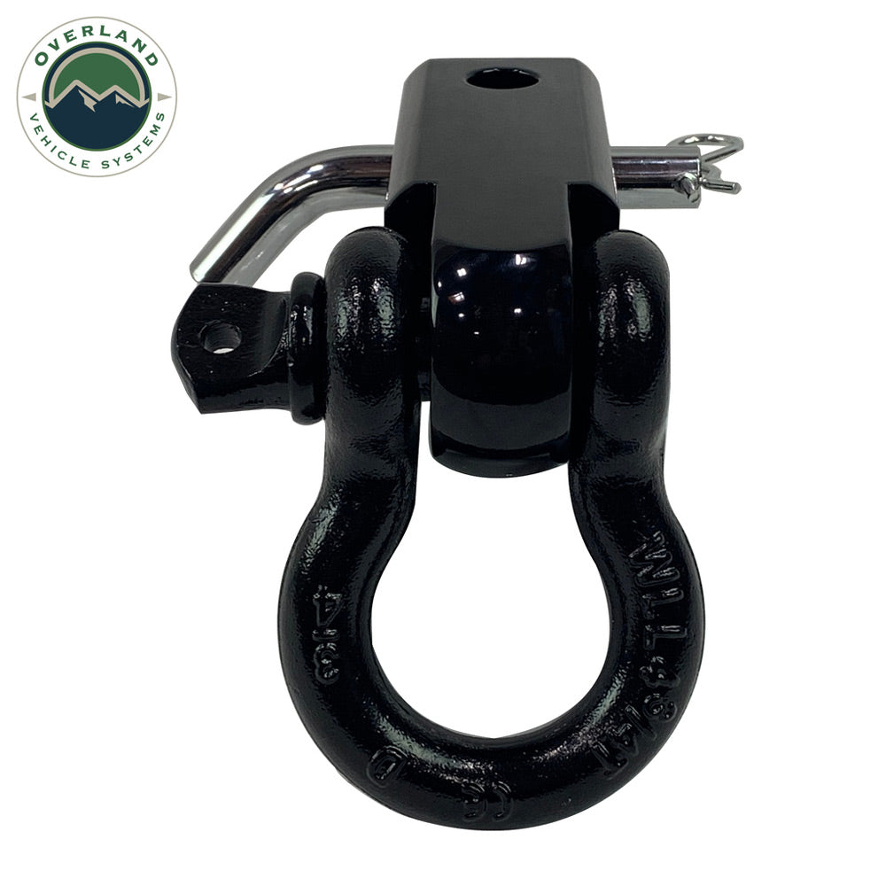Overland Vehicle Systems - Receiver Mount Recovery Shackle 3/4" 4.75 Ton Rated Black Universal