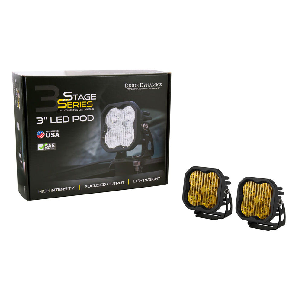 Diode Dynamics - SS3 SAE Yellow Pro LED Pod (Pair)