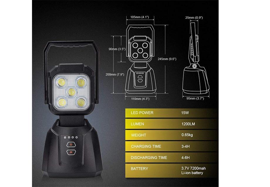 Cali Raised LED - 15W Magnetic Base Rechargeable LED Work/Camp Light
