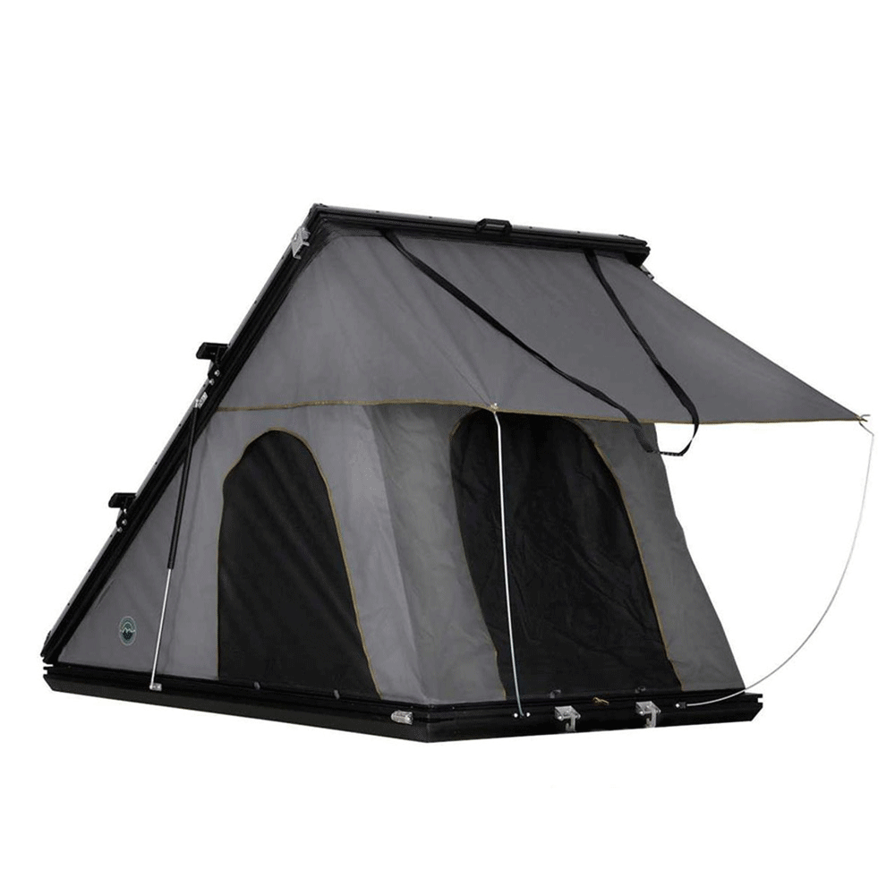 Overland Vehicle Systems - HD Mamba Clam Shell Aluminum Hard Shell Roof Top Tent, Grey Body & Green Trim