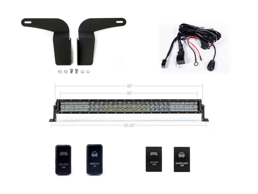 Cali Raised LED - 32" Lower Bumper Flush LED Light Bar Brackets Kit - Toyota Tacoma (2005-2015)