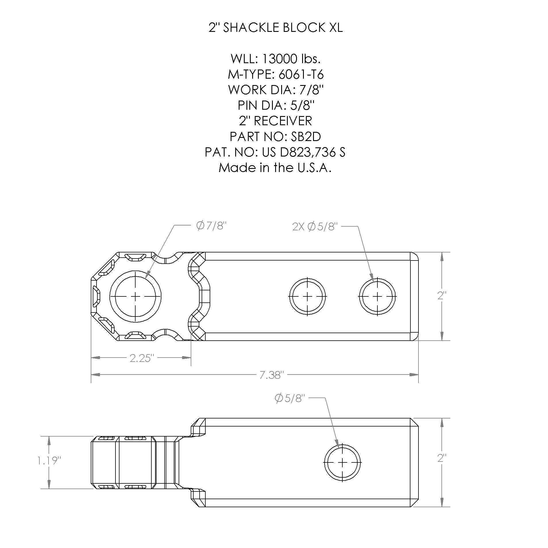 Agency 6 - Shackle Block 2" Assembly - Red