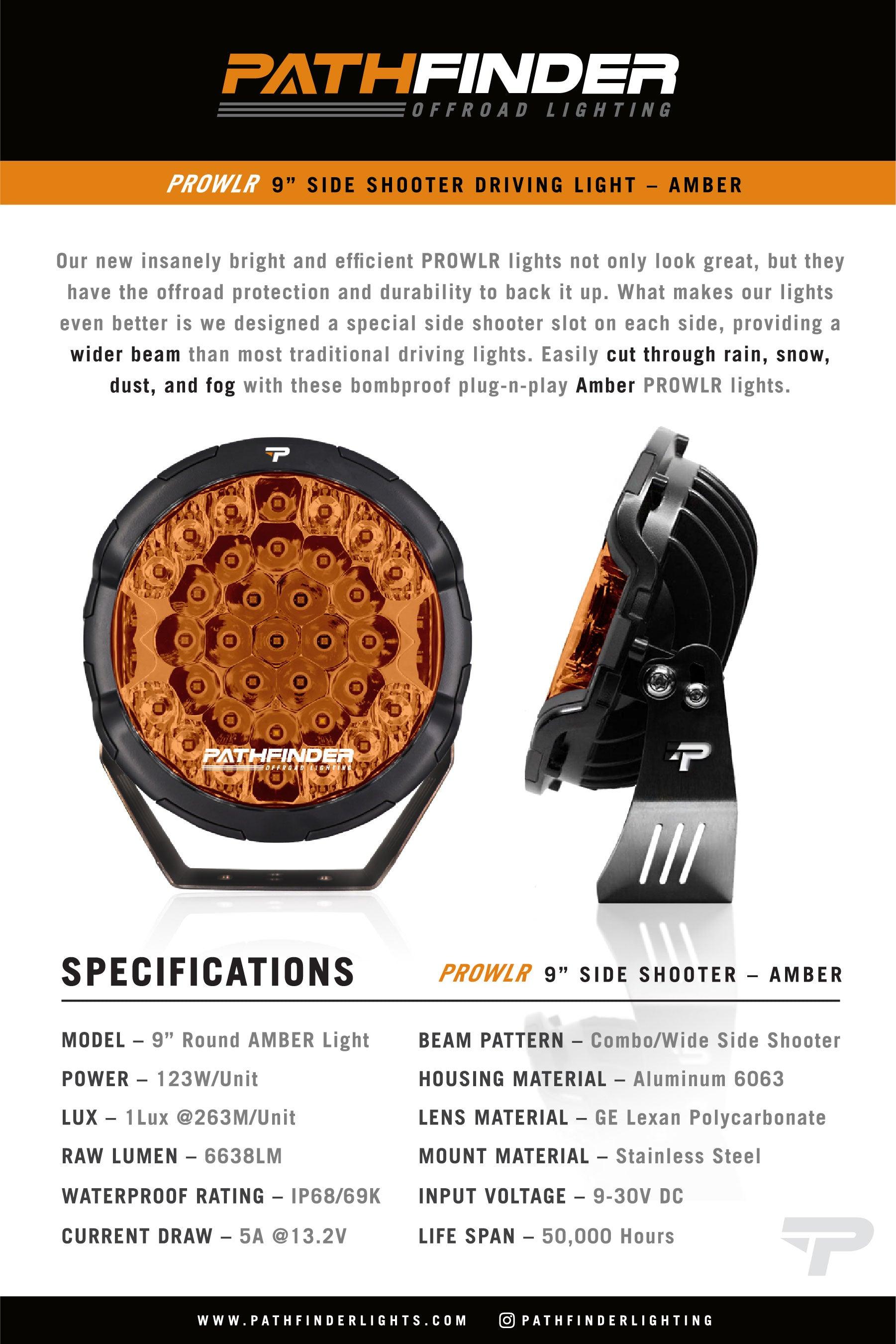 Backwoods Adventure Mods - PROWLR 9" LED Driving Light (True Amber)