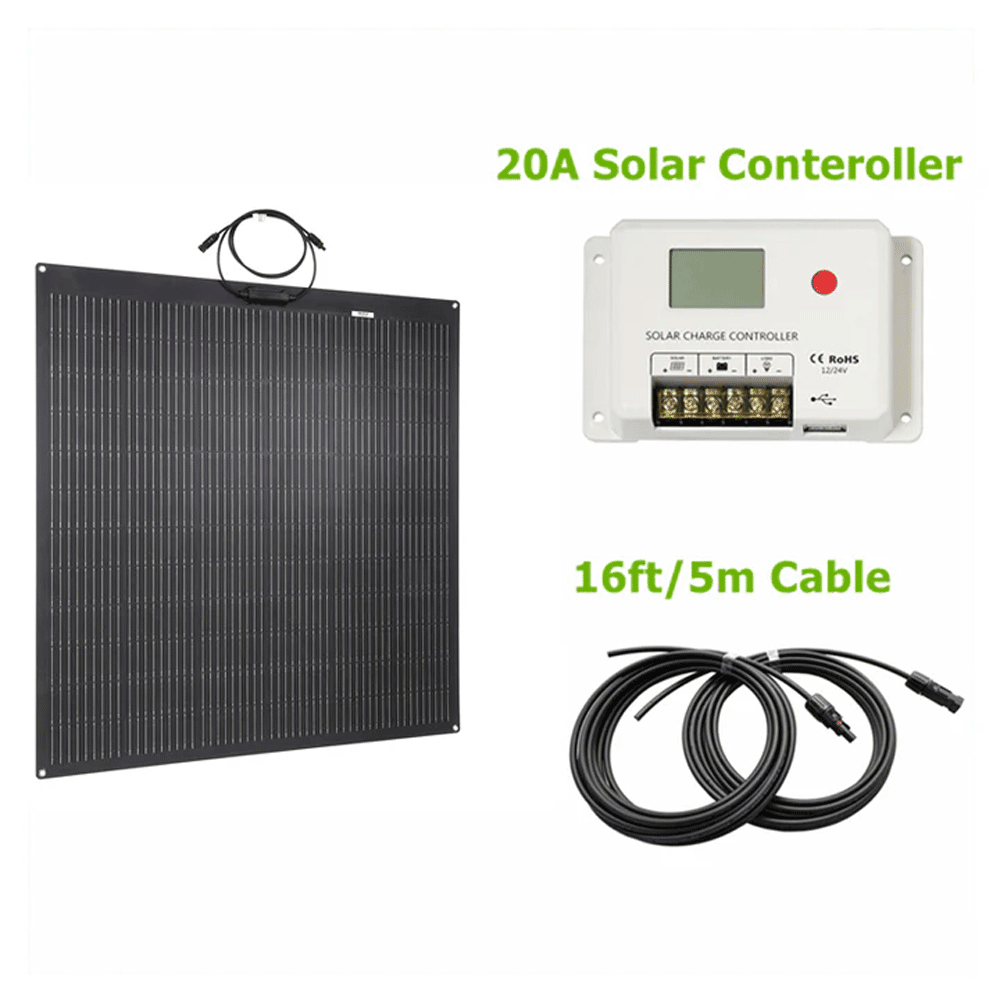 Lensun Solar - 200W Flexible Solar Panel, Latest Technology PERC 9BB Solar Cells