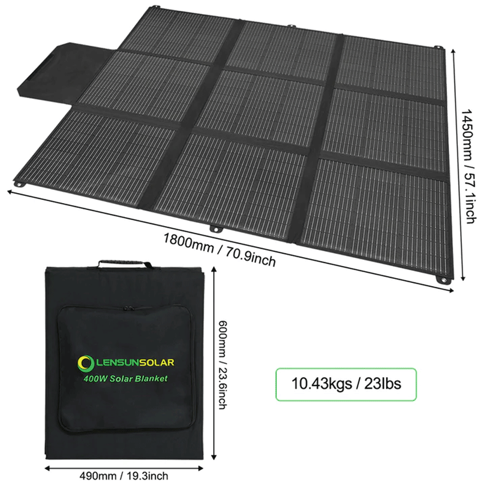 Lensun Solar - 400W 36V Solar Blanket for 24V Battery or Power Station