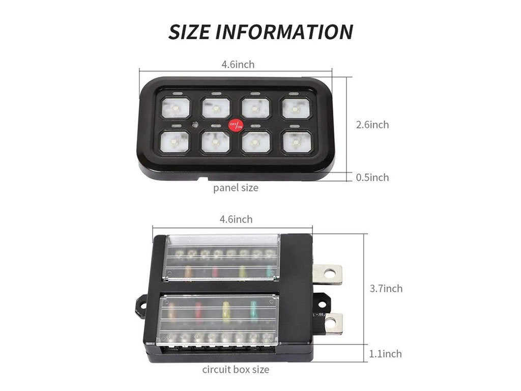 Cali Raised LED - Vehicle Accessory 8 Switch Control System (Blue Backlighting)
