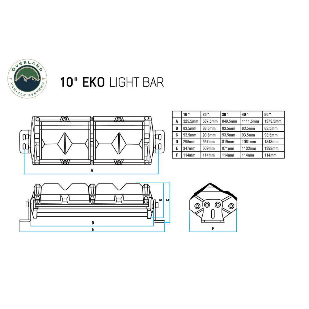Overland Vehicle Systems - EKO 10" LED Light Bar with Variable Beam, DRL, RGB Back Light & 6 Brightness
