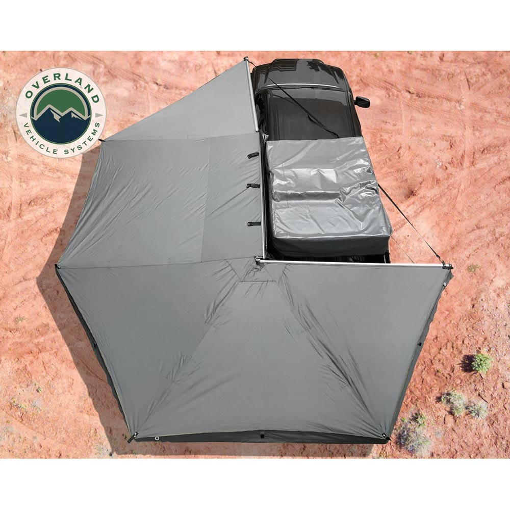 Overland Vehicle Systems - Nomadic Awning 270 - Driver Side - Dark Gray Cover with Black Cover Universal