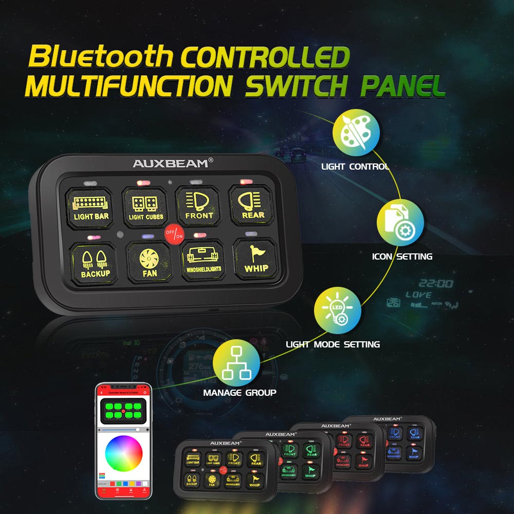 Auxbeam - AR-800 Multifunction RGB Switch Panel with Bluetooth Controlled