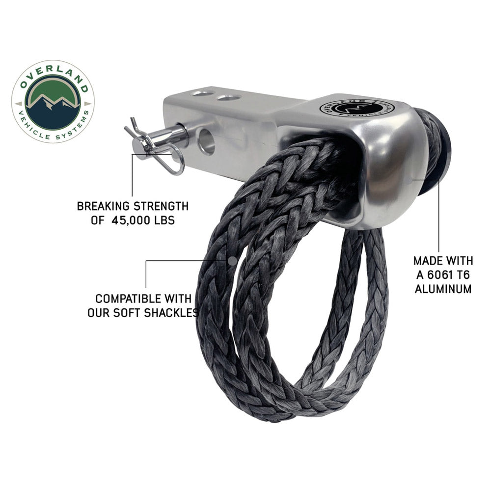 Overland Vehicle Systems - Combo Pack Soft Shackle 5/8" with Collar 44,500 lb. & Aluminum Receiver Mount
