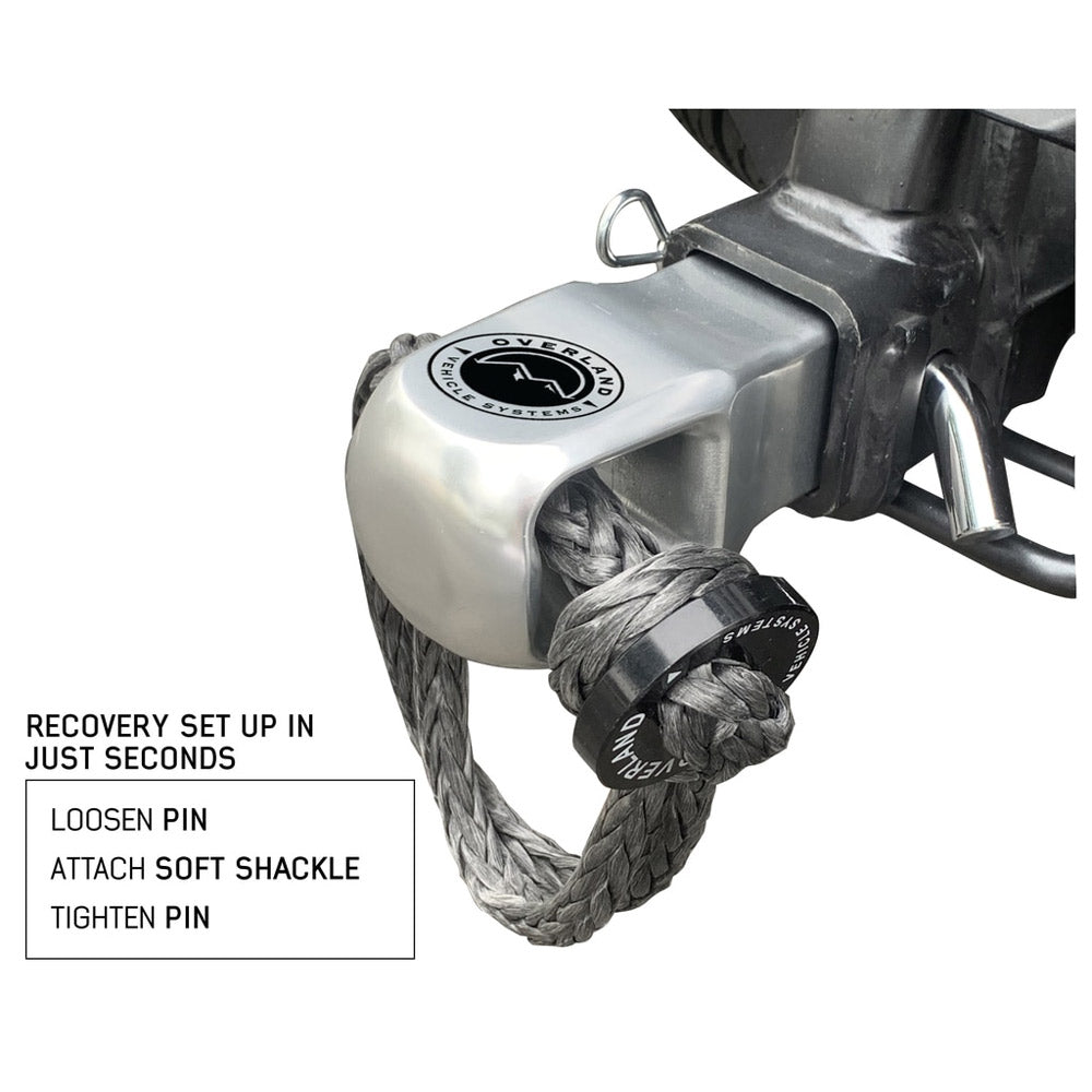 Overland Vehicle Systems - Combo Pack Soft Shackle 5/8" with Collar 44,500 lb. & Aluminum Receiver Mount