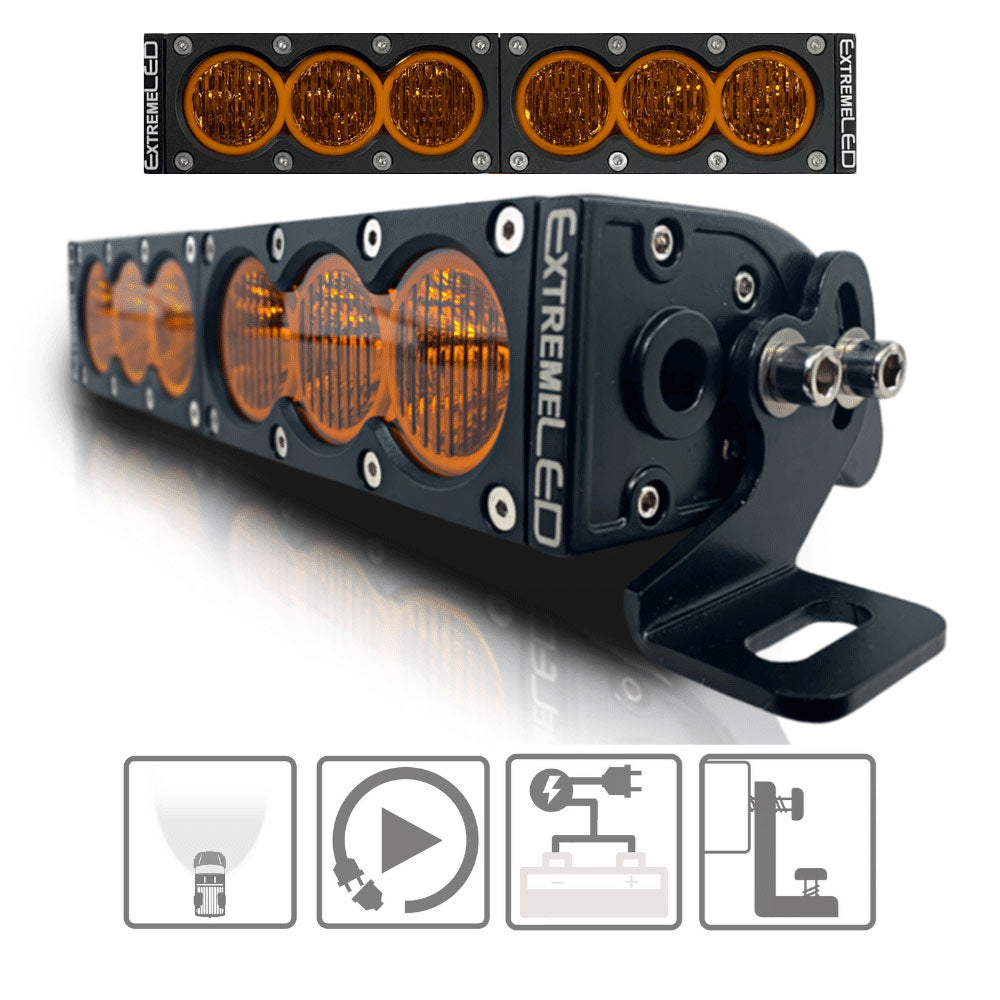 Extreme LED - 12" X6 Amber 60W Flood Beam LED Light Bar
