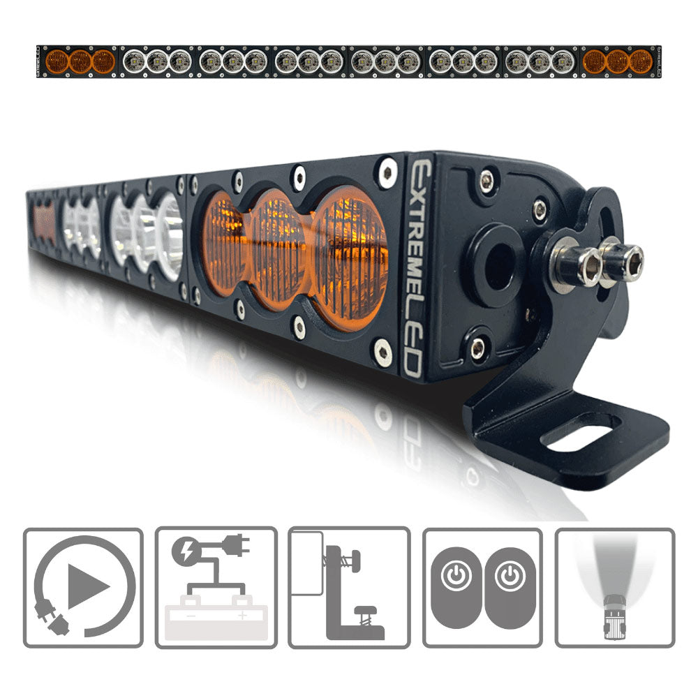 Extreme LED - 44" X6 Amber/White 240W Combo Beam LED Light Bar & Harness Kit