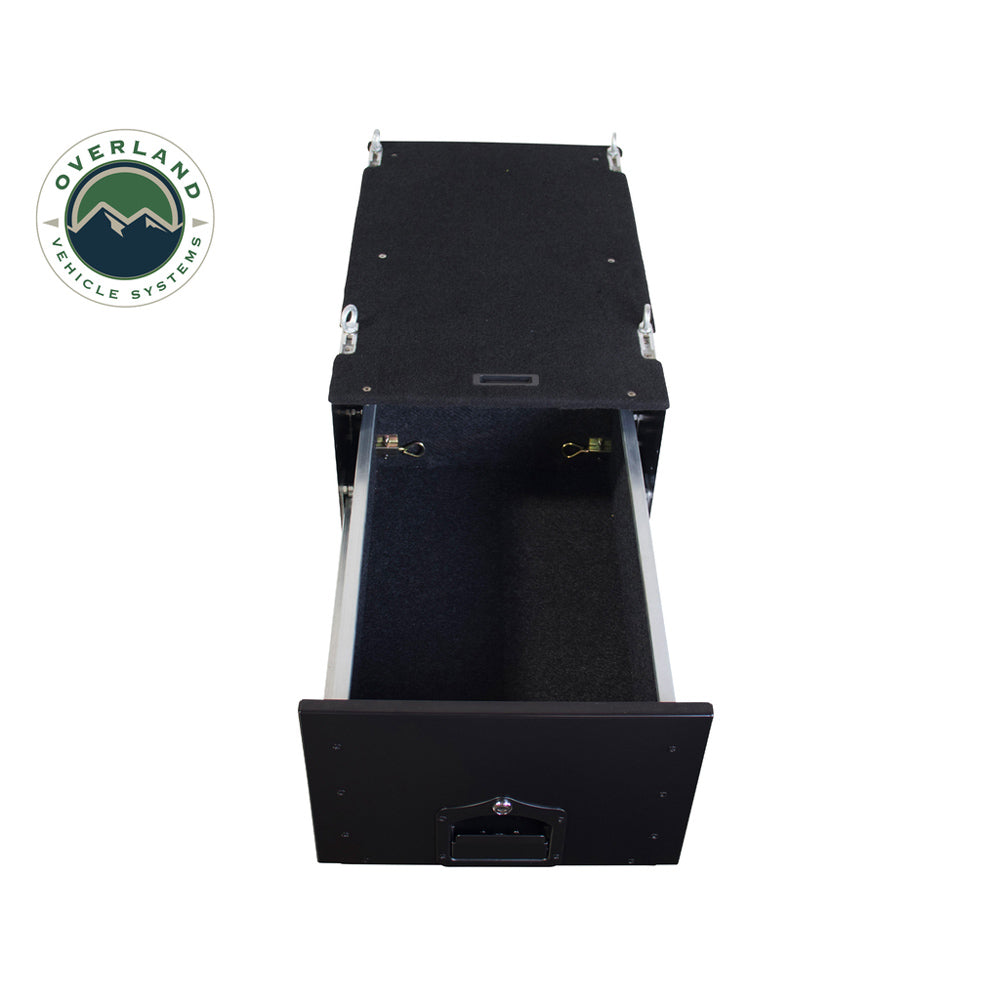 Overland Vehicle Systems - Cargo Box with Slide Out Drawer & Working Station Size - Black Powder Coat Universal