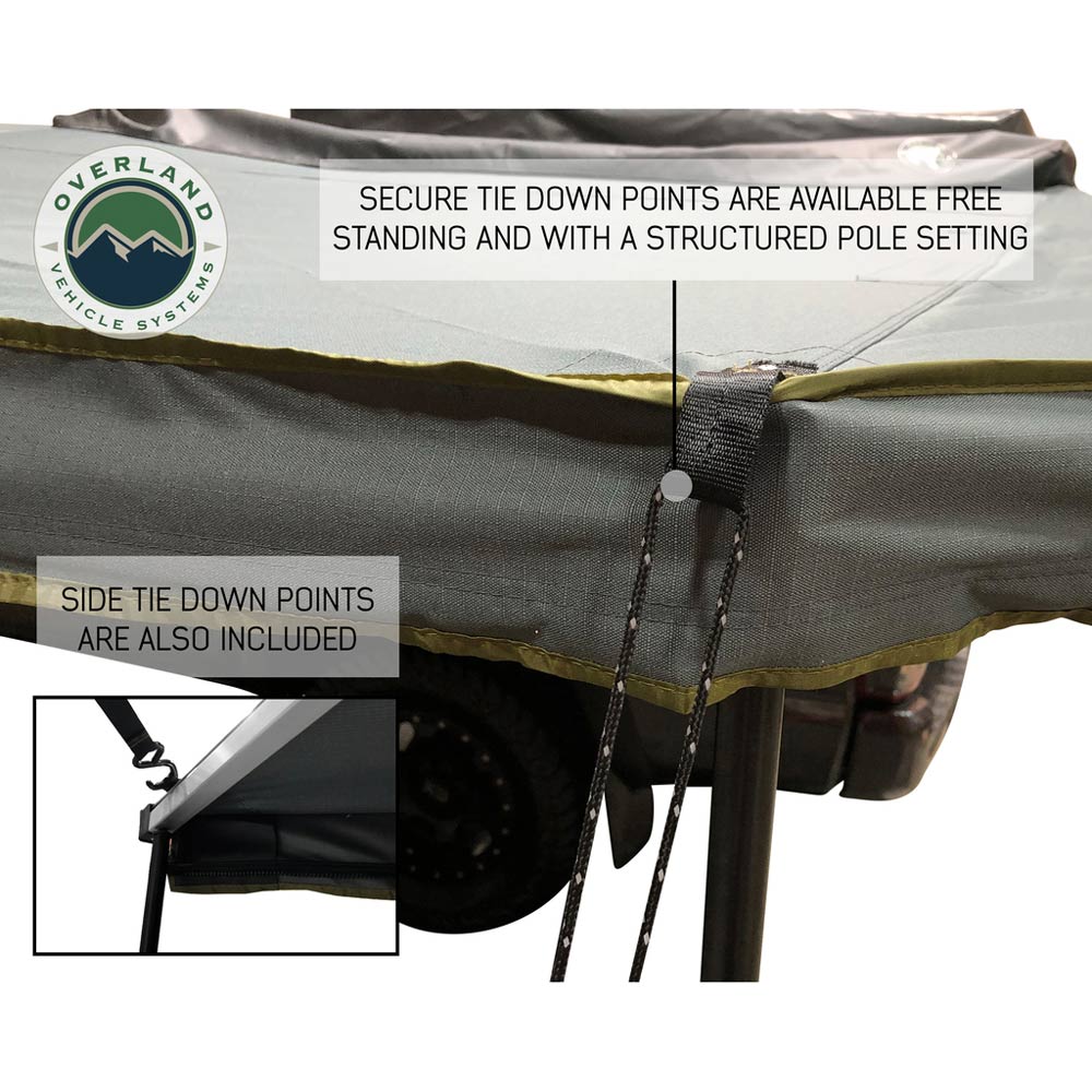 Overland Vehicle Systems - Nomadic Awning 180 - Dark Gray Cover with Black Cover Universal