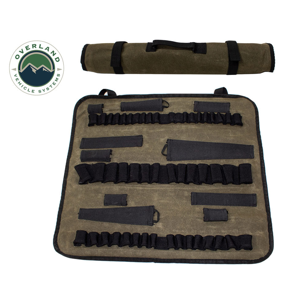 Overland Vehicle Systems - Rolled Bag Socket Organizer with Handle & Straps #16 Waxed Canvas Universal