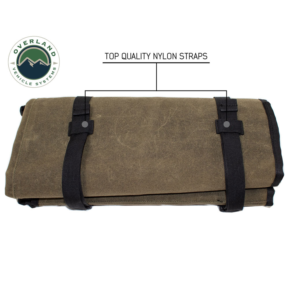 Overland Vehicle Systems - Rolled Bag General Tools with Handle & Straps #16 Waxed Canvas Universal