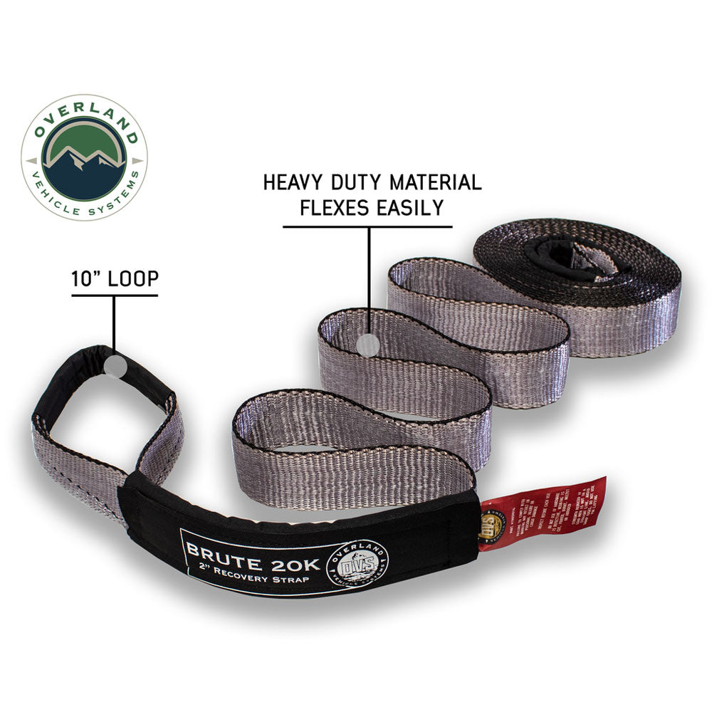 OVS - Tow Strap 20,000 lb. 2" x 30' Gray with Black Ends & Storage Bag